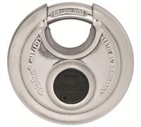 ABUS Diskus 20/80 Heavy Duty Stainless Steel Disk Padlock - Rustproof Circle Storage Lock with 7/16"""" Shackle - Made in Germany - Keyed Different