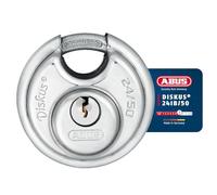 ABUS Diskus padlock 24IB/50 made of stainless steel - with 360° all-round protection - for protection against severe weather conditions - 20318 - ABUS security level 7 - silver/blue