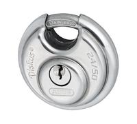 ABUS Diskus padlock 24IB/50 made of stainless steel with 360° all-round protection for securing against severe weather conditions 20317 ABUS security level 7 - silver