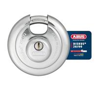 ABUS Diskus® Padlock 26/80 with 360° All-Round Protection - Drilling and Pull-Protected Cylinder - Weather Resistant and Anti Corrosion- for Sheds, Gates, Garage, Gym - ABUS Security Level 8 - Silver