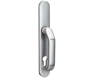 ABUS Door Fitting SRG92N F1 - Door Handle Set for Front Doors - with Door Handle on Both Sides - for Doors with Narrow Frames - Aluminium