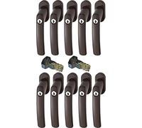Abus FG200 B Sb Lockable Window Handle in Brown Set 10 Piece