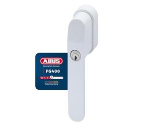 ABUS FG400 Lockable Window Handle - with Push Cylinder and Key - Child Lock and Burglary Protection - Universal Fit - Keyed Alike AL0125 - Security Level 5 - White