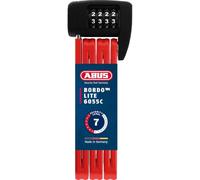 ABUS Bordo Lite 6055C SH Folding Lock - with Holder and Combination Code - Extra-Light Combination Lock Made of Special Steel - ABUS Security Level 7-85 cm - red