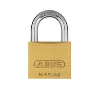 ABUS Padlock Brass 55/40 - Robust, Weatherproof Lock with Automatic Locking and Hardened Steel Shackle - Ideal for Loop Cables, Doors, Gates, cabinets, Gym, School and More -keyed - 40 mm Wide