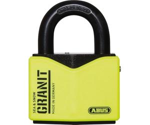 ABUS Granit Padlock 37/55 Sea & Snow - Made of Hardened Special Steel - with ABUS Plus disc Cylinder - Security Level 10 - Black/Yellow