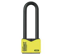 ABUS Granit Padlock 37/55HB100 with high Shackle - for Outdoor use - Made of Hardened Special Steel - Key with LED Light - ABUS Security Level 10 - Black/Yellow