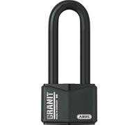 ABUS Granit Padlock 37RK/70HB100 High Shackle - Hardened Steel, CEN 5 | ABUS-Plus disc cylinder, made in Germany, LED key included, Black Granite coating, ideal for outdoor use