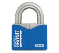 ABUS Granit Padlock 37ST/55#SZP Stainless Steel - for Outdoor Use - with Security Card and ABUS-Plus Disc Cylinder - ABUS Security Level 10 - Blue/Silver