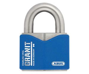 ABUS Granit Padlock 37ST/55#SZP - Stainless Steel - Outdoor Security with Card and ABUS-Plus Cylinder - Security Level 10 - Blue/Silver