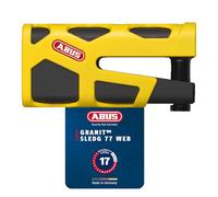 ABUS Granit Sledg 77 yellow brake disc lock - Motorcycle lock with secure XPlus cylinder and reminder cable - security level 17 - Yellow