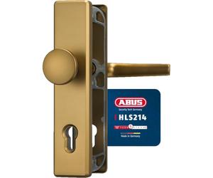 ABUS HLS214 F4 EK 08302 Door Fitting | Long cover plate, axle size 92 mm, door handle inside & rigid button outside - for house entrance doors