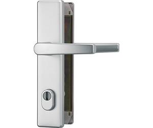 ABUS HLZS814 F1 207365 Door Handle for Both Sides of Door - Class-EK Security Plate with Angular Cylinder Guard - Aluminium