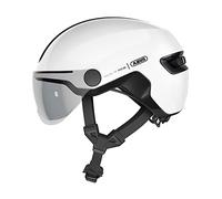 ABUS HUD-Y ACE city helmet - stylish bike helmet with visor and magnetic, rechargeable LED rear light - for men and women