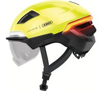 ABUS HYP-E ACE bicycle helmet - with front light, rear light and flashing light - with visor and ear protectors - also suitable for e-bikes and S-Pedelecs - for women and men - size S, yellow