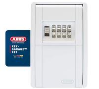 ABUS Key Box KeyGarage 787 - Wall-Mounted, 4-Digit Code, White | Zinc die-cast closure flap, holds up to 20 keys or 14 cards, removable key hook - ideal for offices & holiday homes
