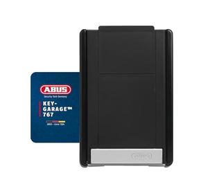 ABUS KeyGarage 767 Key Box with Code - Wall Mount, Black-Silver | Zinc die-cast flap, moisture-resistant metal housing - stores up to 20 keys or 17 cards - ideal for offices & holiday homes