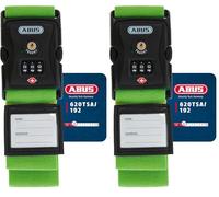 ABUS luggage strap with TSA lock 620TSA/192 - Luggage strap with 3-digit numerical code - Name tag included - green (Pack of 2)