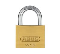 ABUS Padlock 02858 55/50 mm Brass - Weatherproof, Automatic Locking, Hardened Steel Shackle