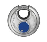 ABUS Diskus Padlock 24IB/70 Made of Stainless Steel - with 360° All-Round Protection - for securing in Extreme Weather Conditions - ABUS Security Level 8 - Silver/Blue