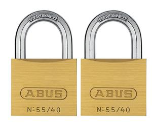 Abus Mechanical 32125 55/40Mm Brass Padlocks Twin Pack