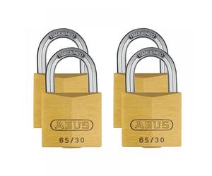 Abus Mechanical 33664 65/30Mm Brass Padlock Quad Pack
