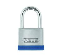 ABUS Silver Rock 5/45 Padlock Made of Solid zinc - with Silicone Protective Frame - Cellar Lock and Much More - ABUS Security Level 6 - Blue/Silver