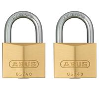 ABUS Padlock Brass Lock 65/40 - Set of 2, keyed Alike - for Basement, Locker, Garage, Shed and Much More - Brass Body - Hardened Steel Shackle - ABUS Security Level 5