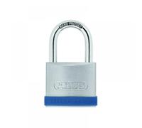 ABUS Silver Rock 5/55 Padlock Made of Solid zinc - with Silicone Protective Frame - Cellar Lock and Much More - ABUS Security Level 7 - Blue/Silver