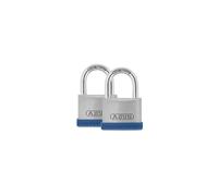 ABUS Padlock Silver Rock 5/40 (80888) – Solid Zinc, Silicone Frame, Twin Pack, Security Level 5