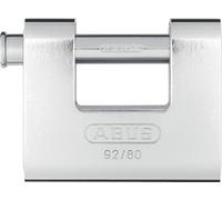 ABUS Monobloc padlock 92/80 - Brass lock with steel casing - for vending machines, roller grilles and much more - with thick bolt - ABUS security level 8 - silver