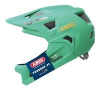 ABUS YouDrop FF MTB Helmet - Full Face Helmet for Children and Teenagers - for Entry Mountain Bike Sports - with Removable Chin Guard - Light Green, Size S