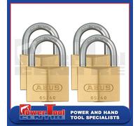 ABUS Padlock Brass Lock 65/40 - Set of 4, keyed Alike - for Basement, Locker and Much More - Brass Body - Hardened Steel Shackle - ABUS Security Level 5