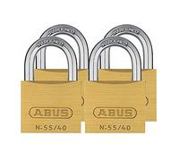 ABUS Padlock 55/40 Quad Set, Brass, Weatherproof & Durable, Hardened Steel Shackle, Automatic Locking, Keyed Alike - for Doors, Gates, Cabinets & Cables