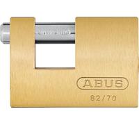 ABUS Padlock 82/70 - Monoblock Brass Lock, Hardened Steel Bolt, Level 6 | Compact monoblock design for roller grilles, containers & vending machines - 12 mm bolt, 438 g, includes 2 keys