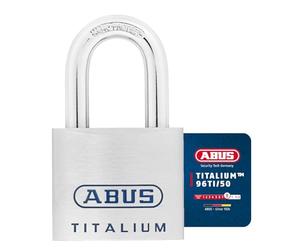 ABUS Padlock 96TI/50 Titalium - Security Level 8, Reversible Key, 50 mm | Solid aluminium body, hardened steel shackle with Nano Protect coating, 150,000 key combinations, 212 g, shackle Ø 9.5 mm