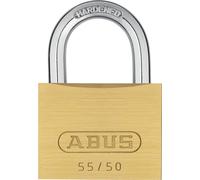 ABUS Padlock Brass 55/50 - Robust, Weatherproof Lock with Automatic Locking and Hardened Steel Shackle - Suitable for Loop Cables, Doors, Gates, cabinets and More - 50 mm Width