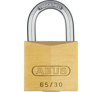 ABUS Padlock Brass 65/30 - Solid Brass Body, Hardened Steel Shackle | Security level 4, Nano Protect coating, precision pin cylinder - 30 mm wide, 2 keys included, for indoor & outdoor use