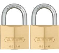 ABUS Padlock Brass Lock 65/40 - Set of 2, keyed Alike - for Basement, Locker, Garage, Shed and Much More - Brass Body - Hardened Steel Shackle - ABUS Security Level 5