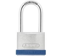 ABUS Padlock Silver Rock 5 40mm - Solid Zinc, Silicone Protective Frame, Long Shackle, Blue/Silver
