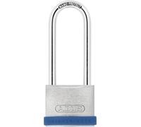 ABUS Padlock Silver Rock 5/40HB63 with high Shackle - Made of Solid zinc - with Silicone Protective Frame - Cellar Lock and Much More - ABUS Security Level 5 - Blue/Silver