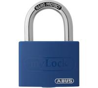 ABUS Padlock T65AL/40 myLOCK - Individually writable - Locker Lock - Solid Aluminium Lock Body - ABUS Security Level 5 - Blue