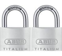 ABUS Padlock Titalium 54TI/40 - Set of 2 Keyed Alike, Aluminium Body, Hardened Steel Shackle, SL 4