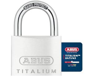 ABUS Padlock Titalium 64TI/45 - Keyed Alike, Security Level 5 | Special aluminium body, hardened steel shackle, paracentric key profile - 45 mm wide, 109 g, ideal for doors & lockers