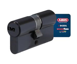 ABUS Profile Cylinder D6XBL 30/30 with Code Card and 5 Keys - 96801 - Black | Emergency and danger function, mushroom head counterpins against picking - suitable for house and apartment entrance doors
