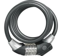 ABUS Raydo Pro 1450/185 Coiled Cable Lock with TexKF Bracket, 185 cm | Bike lock with 12 mm super-flexible coiled cable, illuminated number dial, individually adjustable code