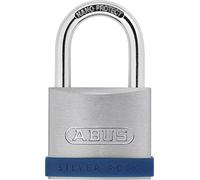 ABUS Silver Rock 5/55 Zinc Alloy Padlock Security Level 7 | Automatic locking silicone protective frame 55mm width for indoor and outdoor use with 2 keys