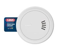 ABUS Prefira Smart smoke detector - certified and smart-home-enabled smoke detector with push messages, false alarm reduction, adaptive LED brightness - adhesive mounting and magnetic holder