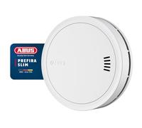 ABUS Smoke Alarm Prefira Slim - Q-Label Certified Ultra Slim Smoke Detector with 10-Year Battery, False Alarm Reduction, Dual LED Smoke Detection, Adhesive Mount and Magnetic Mount