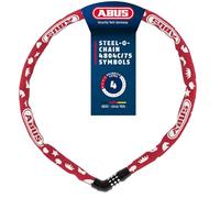 ABUS Steel-O-Chain 4804C Symbols chain lock - Combination lock for children's bikes - ABUS security level 3 - 75 cm - Red